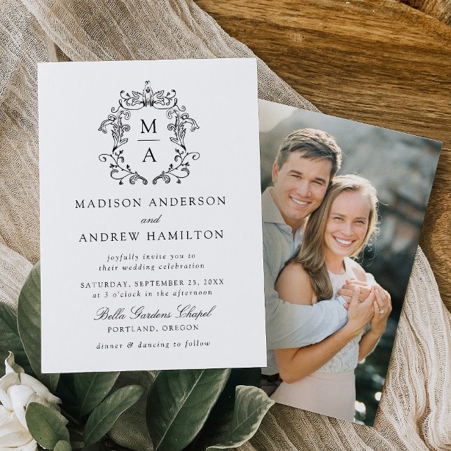 Invitación Elegante Boda de fotografía floral de la Chinoiser (Subido por el creador)