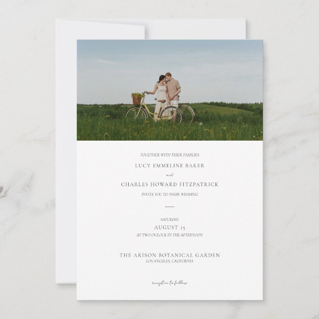 Invitación Elegante Boda de fotografía Minimalista (Anverso)