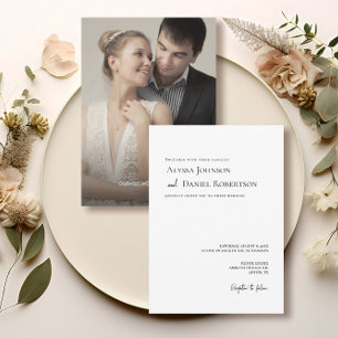 Invitación Elegante Boda de fotografía Minimalista blanco neg