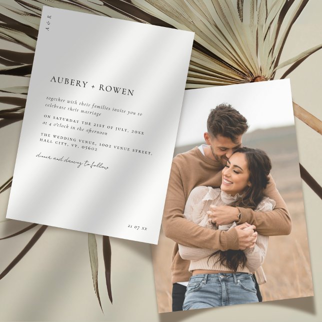 Invitación Elegante Boda de fotografía Minimalista en blanco  (Subido por el creador)