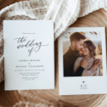 Invitación Elegante Boda de fotografía Minimalista simple y m<br><div class="desc">Invite a sus seres queridos a su día especial con estilo con nuestra invitación minimalista impresa a la boda. La parte delantera muestra un texto elegante, sencillo y vintage que marcará el tono de su evento atemporal. En la parte de atrás, una bonita foto de la pareja aporta un toque...</div>