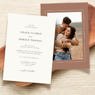 Invitación Elegante Boda de fotografía mocha simple y neutra