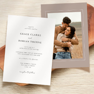 Invitación Elegante Boda de fotografía mocha simple y neutra