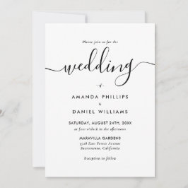 Invitación Elegante Boda de fotografía moderna en blanco y ne