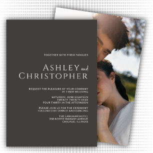 Invitación Elegante Boda de fotografía moderno de pizarra osc