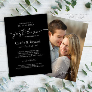 Invitación Elegante Boda de fotografía moderno en blanco y ne