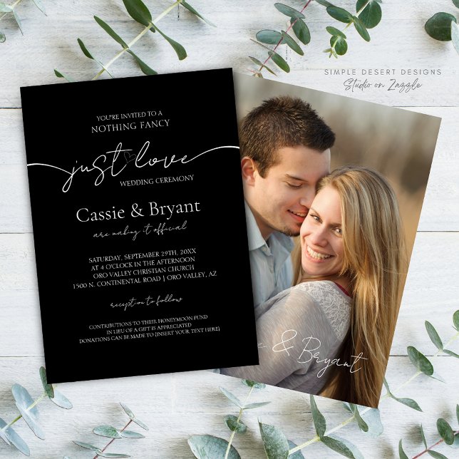 Invitación Elegante Boda de fotografía moderno en blanco y ne (Subido por el creador)