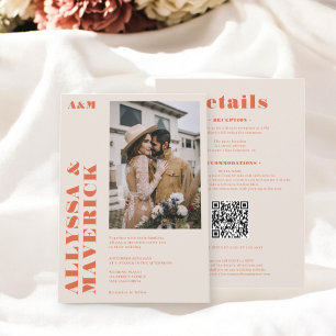 Invitación Elegante boda de fotografía naranja audaz