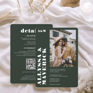 Invitación Elegante boda de fotografía negrita, simple y verd