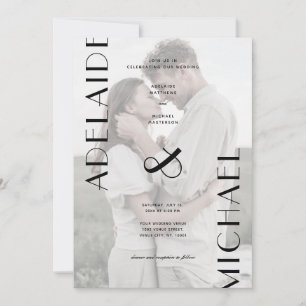 Invitación Elegante Boda de fotografía negro blanco