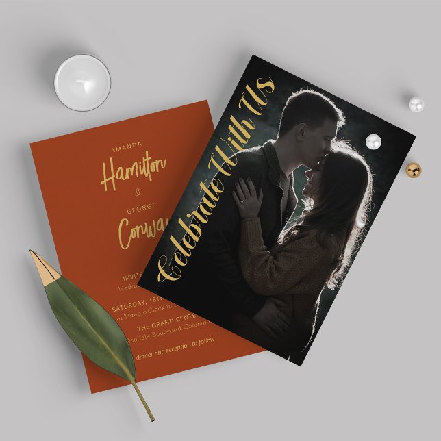 Invitación Elegante Boda de fotografía Ochre Mustard (Subido por el creador)