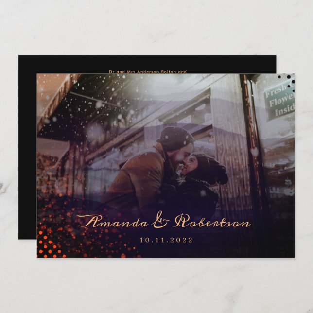 Invitación Elegante Boda de fotografía ondulado y ondulante e (Anverso / Reverso)