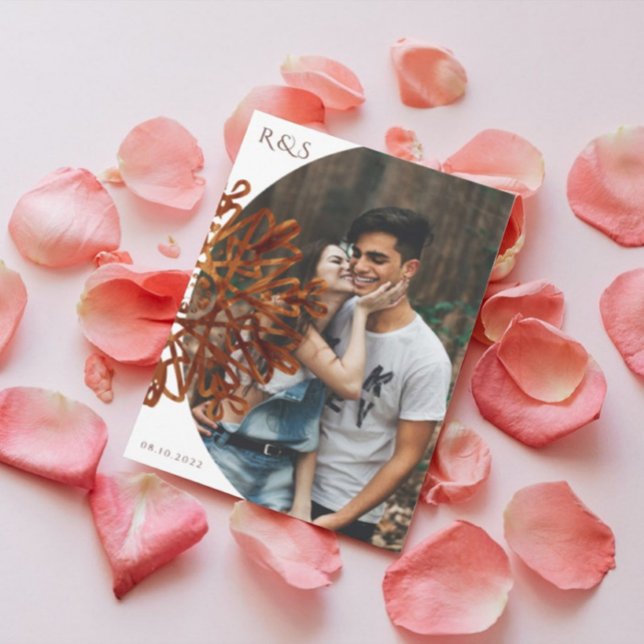 Invitación Elegante boda de fotografía ornamental de Faux Gol (Subido por el creador)