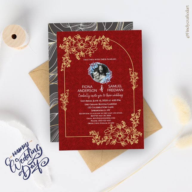 Invitación Elegante Boda de fotografía Personalizado de oro r (Subido por el creador)