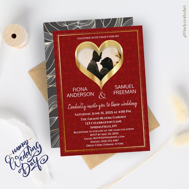 Invitación Elegante Boda de fotografía Personalizado de oro r (Subido por el creador)