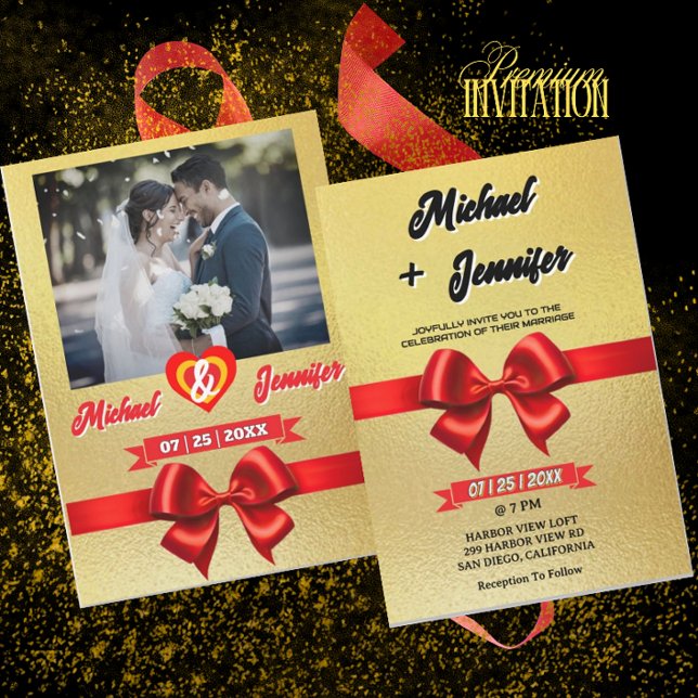 Invitación Elegante Boda de fotografía Personalizado de oro y (Subido por el creador)