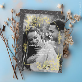 Invitación Elegante Boda de fotografía Personalizado dorado b