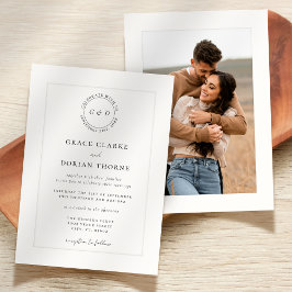 Invitación Elegante Boda de fotografía platemark de marfil bl
