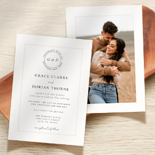 Invitación Elegante Boda de fotografía platemark de marfil bl