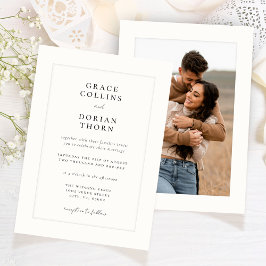 Invitación Elegante Boda de fotografía platemark de marfil bl