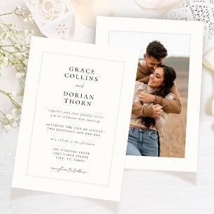 Invitación Elegante Boda de fotografía platemark de marfil bl