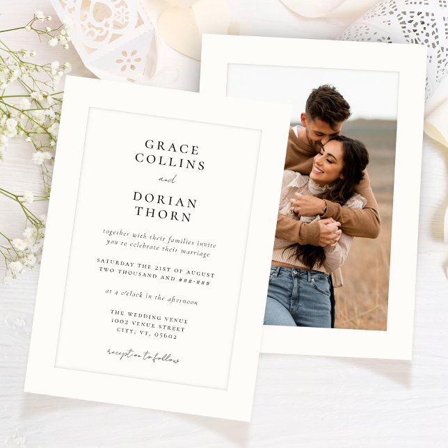 Invitación Elegante Boda de fotografía platemark de marfil bl (Subido por el creador)