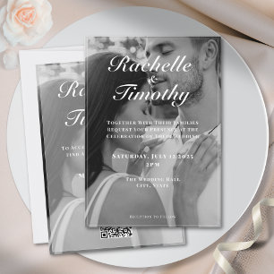 Invitación Elegante Boda de fotografía romántico blanco negro