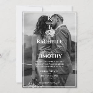 Invitación Elegante Boda de fotografía romántico blanco negro