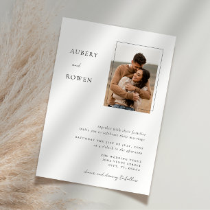 Invitación Elegante Boda de fotografía simple en blanco y neg