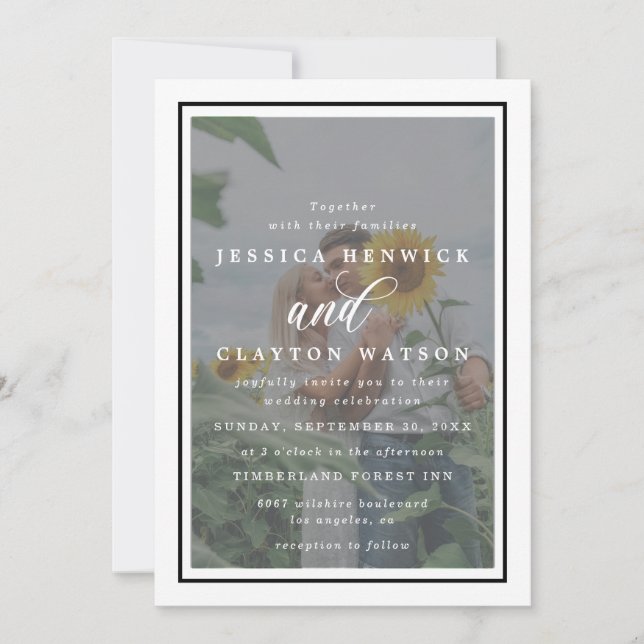 Invitación Elegante Boda de fotografía vellum Black & White O (Anverso)