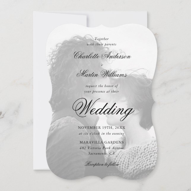 Invitación Elegante Boda de fotografías Black 2 (Anverso)