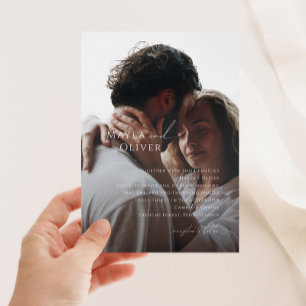 Invitación Elegante Boda de fotografías con guiones Minimalis