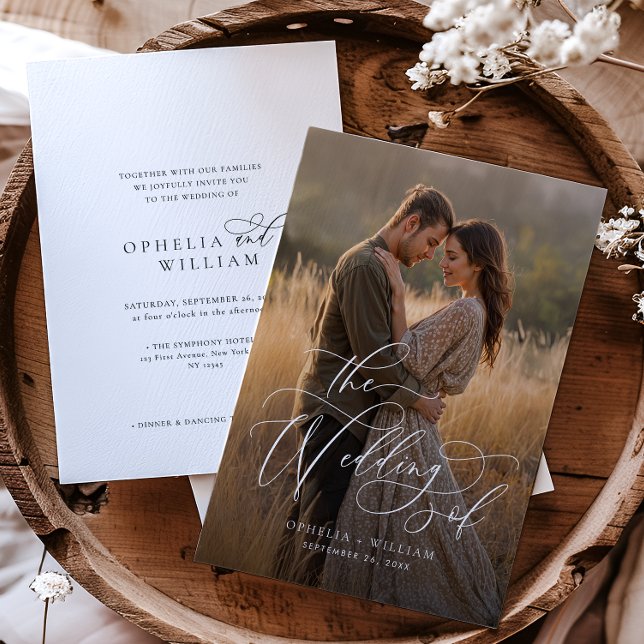 Invitación Elegante Boda de fotografías de caligrafía moderna (Subido por el creador)