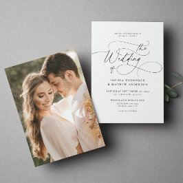 Invitación Elegante Boda de fotografías de escritura Minimali