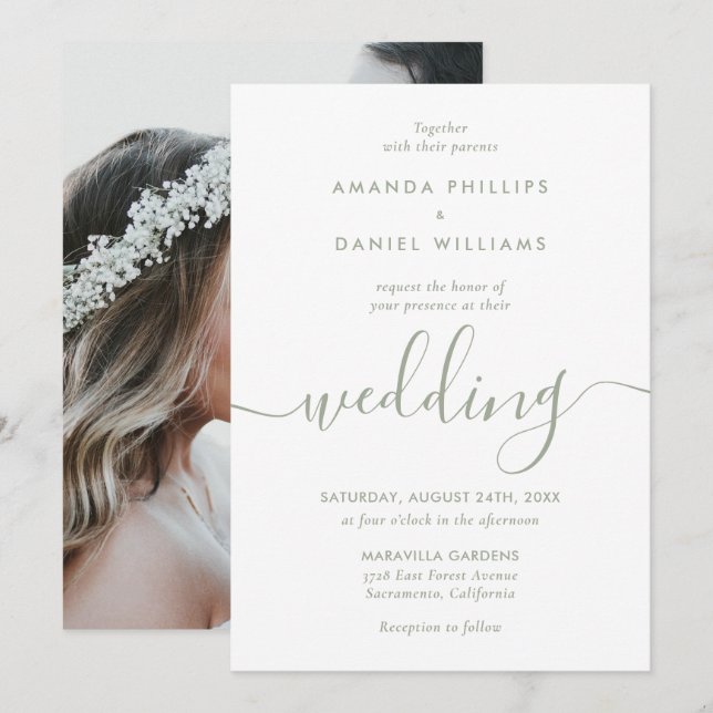 Invitación Elegante Boda de fotografías de estilo moderno ver (Anverso / Reverso)
