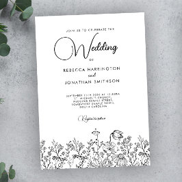 Invitación Elegante Boda de fotografías de flores silvestres