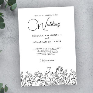 Invitación Elegante Boda de fotografías de flores silvestres