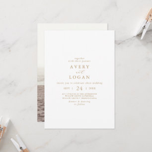 Invitación Elegante Boda de fotografías de guiones dorados