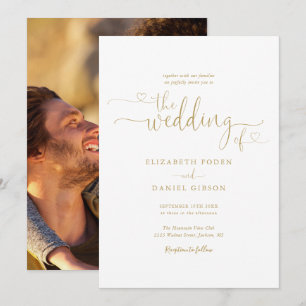 Invitación Elegante Boda de fotografías de los corazones de o