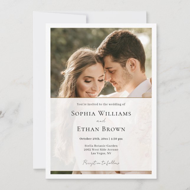Invitación Elegante Boda de fotografías en blanco y negro (Anverso)