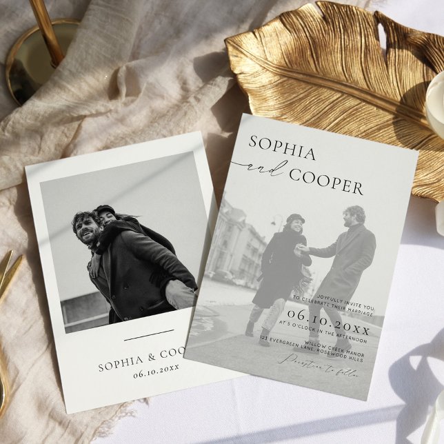 Invitación Elegante Boda de fotografías en blanco y negro (Subido por el creador)