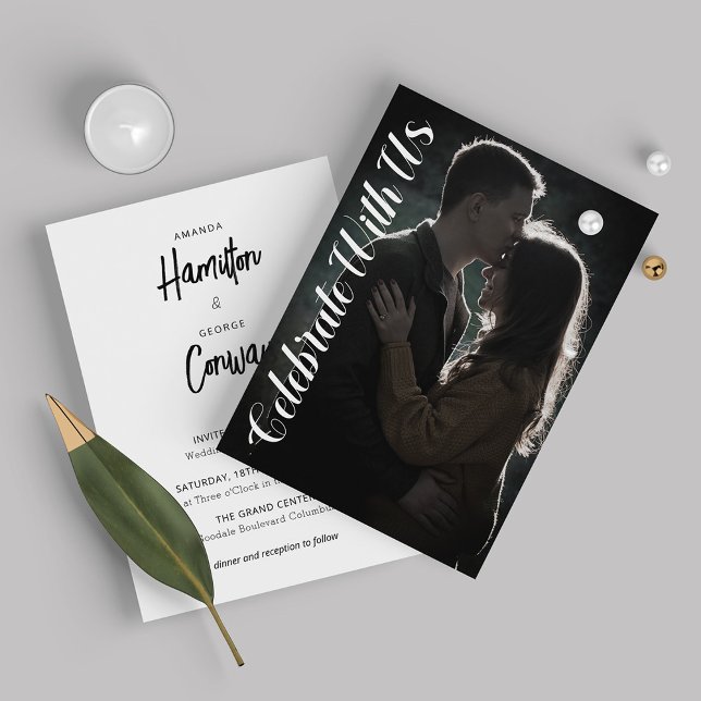 Invitación Elegante Boda de fotografías en blanco y negro (Subido por el creador)