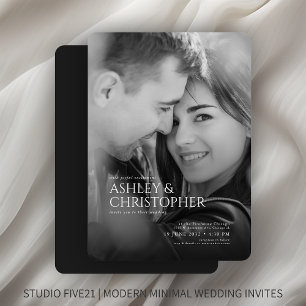 Invitación Elegante Boda de fotografías en blanco y negro