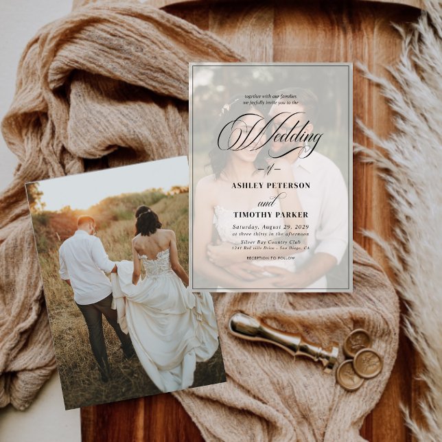 Invitación Elegante Boda de fotografías en blanco y negro (Subido por el creador)