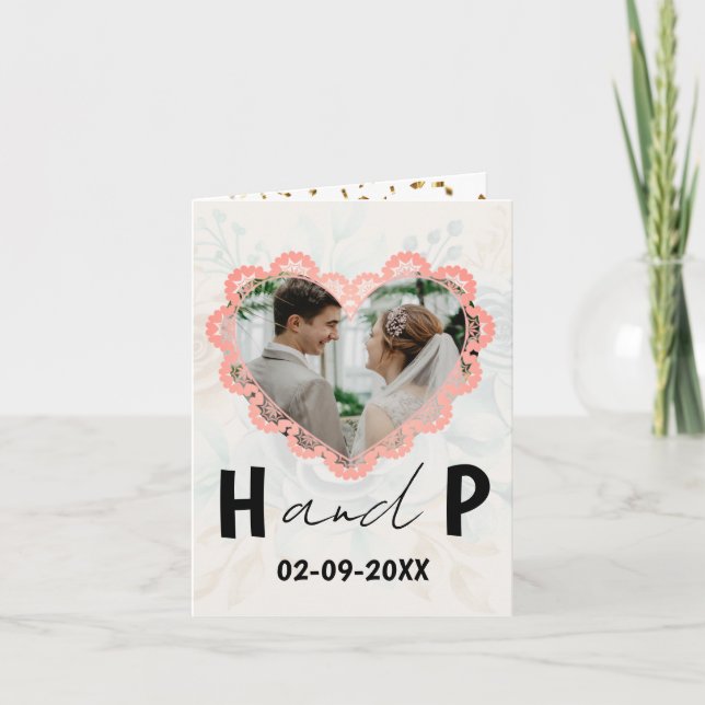 Invitación Elegante Boda de fotografías en monograma con escr (Anverso)