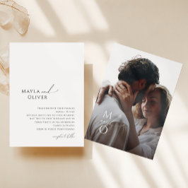 Invitación Elegante Boda de fotografías en monograma con escr