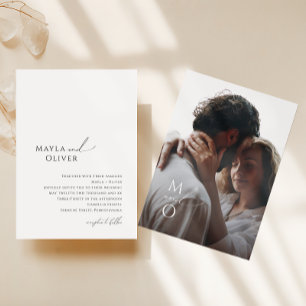 Invitación Elegante Boda de fotografías en monograma con escr