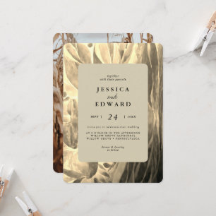 Invitación Elegante Boda de fotografías en negro y follaje do