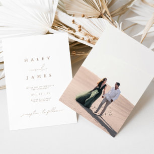 Invitación Elegante Boda de fotografías Minimalistas de escri