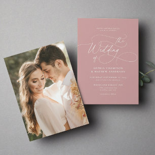 Invitación Elegante Boda de fotografías rosadas y polvorienta